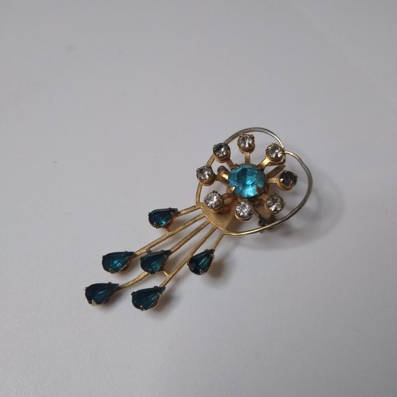 Vintage Blue And Gold Decorative Brooch Pin - Picture 5 of 13